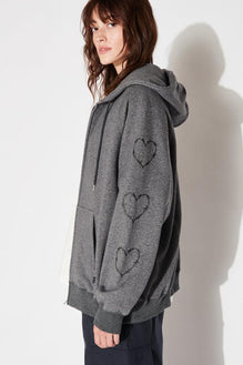 Heart Sleeve Zip-Up Hoodie - Not So Ape