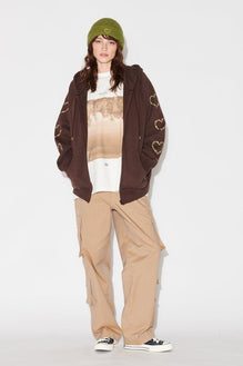 Heart Sleeve Zip-Up Hoodie - Not So Ape