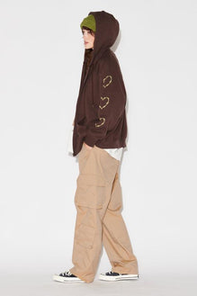 Heart Sleeve Zip-Up Hoodie - Not So Ape